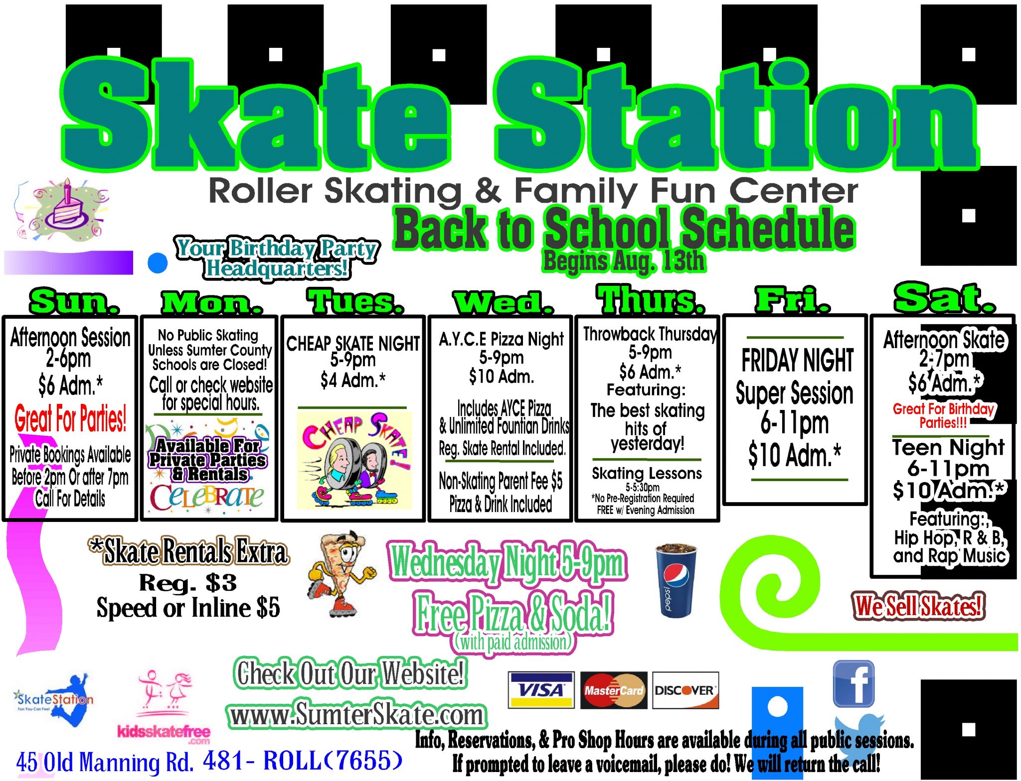 Roller Skating Rink Sumter, South Carolina Skating Schedule