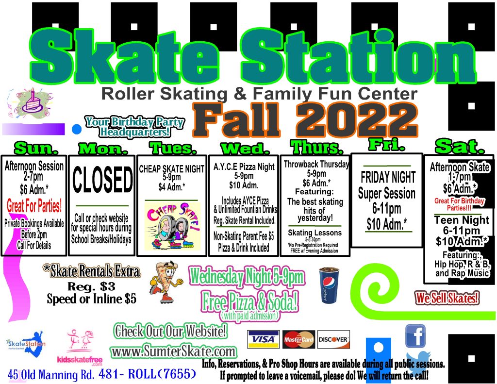 Roller Skating Rink Sumter, South Carolina – Skating Schedule